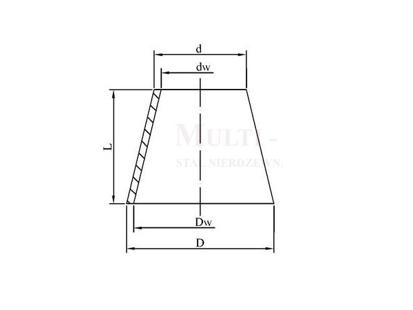 Zwężki symetryczne ze szwem (stożkowe) ISO, L=3 szkic